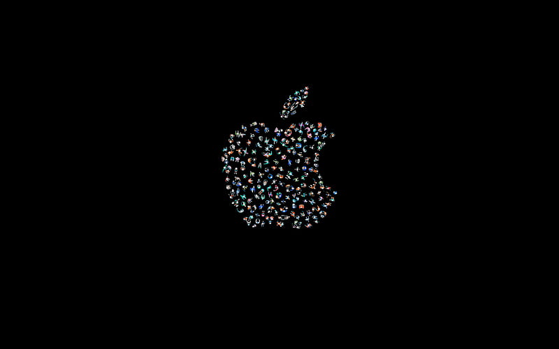 Apple logo minimal, Apple, black background, Apple creative logo, HD wallpaper