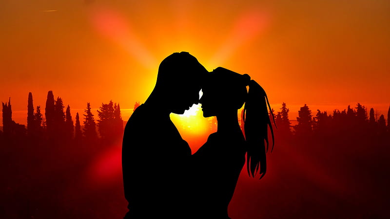 Sunset Couple Love Silhouette , couple, love, silhouette, graphy, HD wallpaper