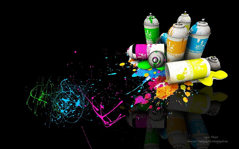 SPRAY PAINT, colorful, graphy, paint, cans, abstract, HD wallpaper