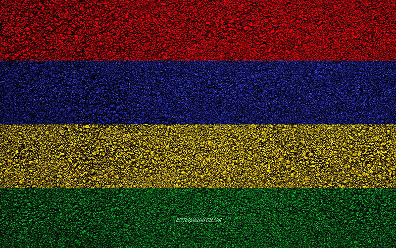 Flag of Mauritius, asphalt texture, flag on asphalt, Mauritius flag, Africa, Mauritius, flags of African countries, HD wallpaper