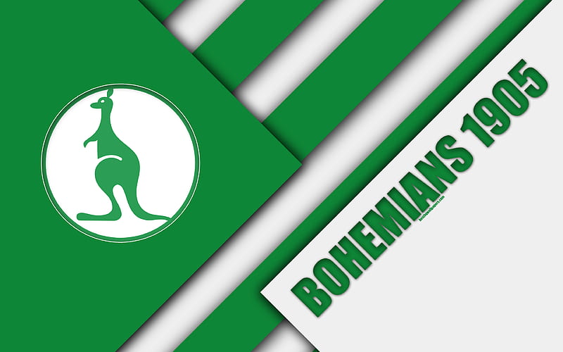 Bohemians 1905 FC logo, material design, green white abstraction, Czech football club, Prague, Czech Republic, football, Czech First League, HD wallpaper