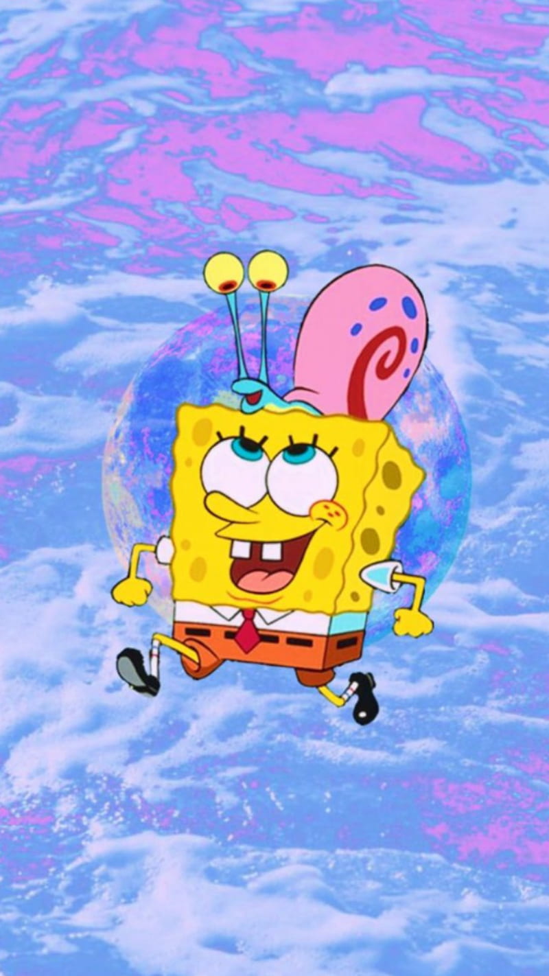 Spongebob and gary, cartoon, sponge bob, spongebob, HD phone wallpaper
