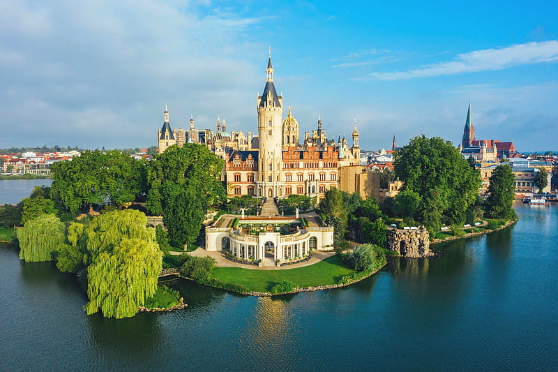 Palaces, Schwerin Palace, Castle, Germany, River, HD wallpaper