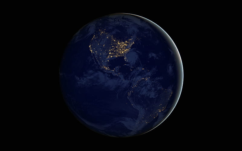 Earth, NASA, North America, South America, mainland, city lights, HD wallpaper