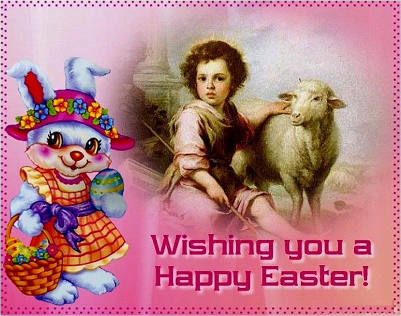 Easter wishes, christianity, easter, religion, shepherd, christ, cute, sheep, jesus, bunny, god, HD wallpaper