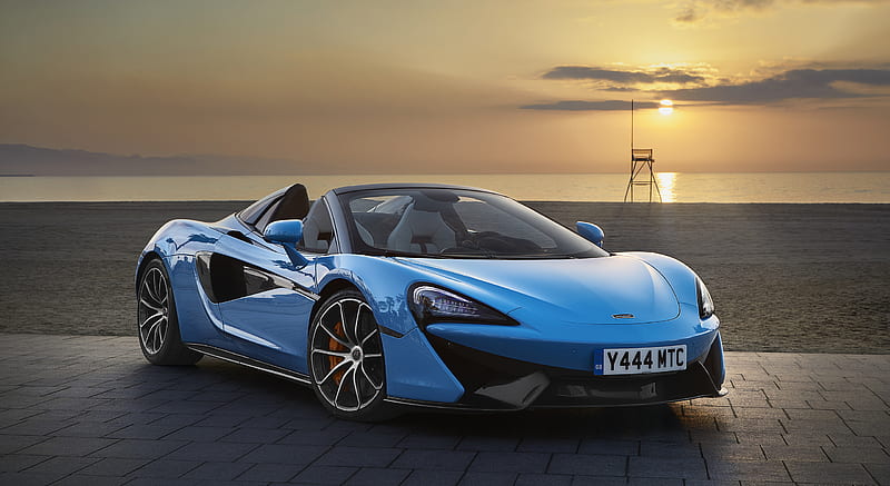 2018 McLaren 570S Spider (Color: Curacao Blue) - Front Three-Quarter , car, HD wallpaper