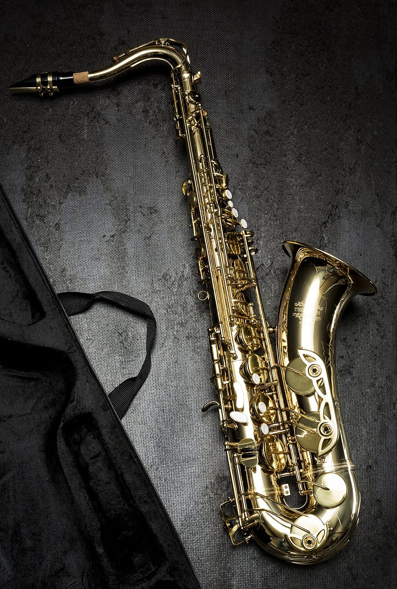 HD wallpaper saxo tenor jazz musical instrument black background  saxophone  Wallpaper Flare