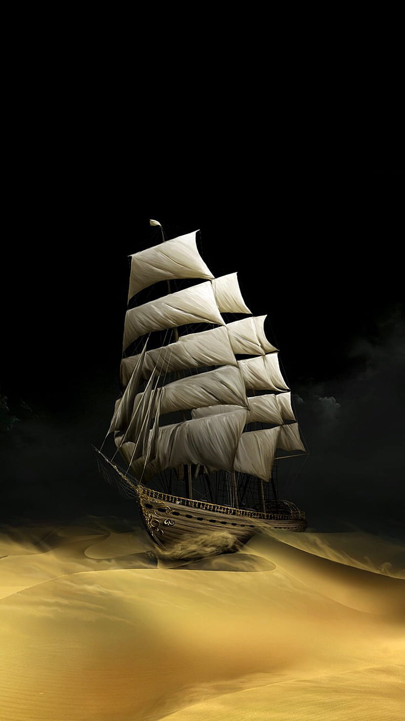 Ship in Desert, HD phone wallpaper