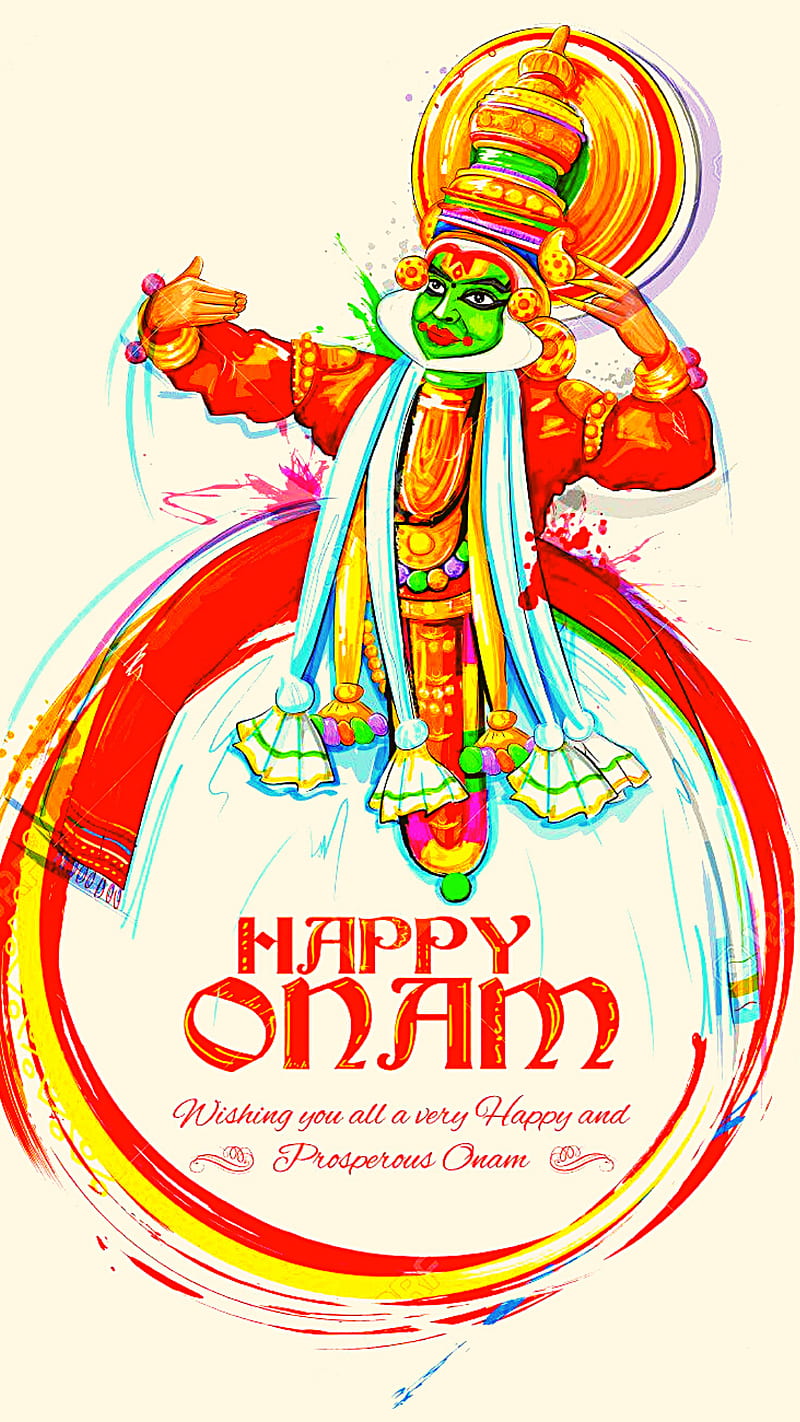 onam festival, art, kerala, happy onam, kathakali, HD phone wallpaper