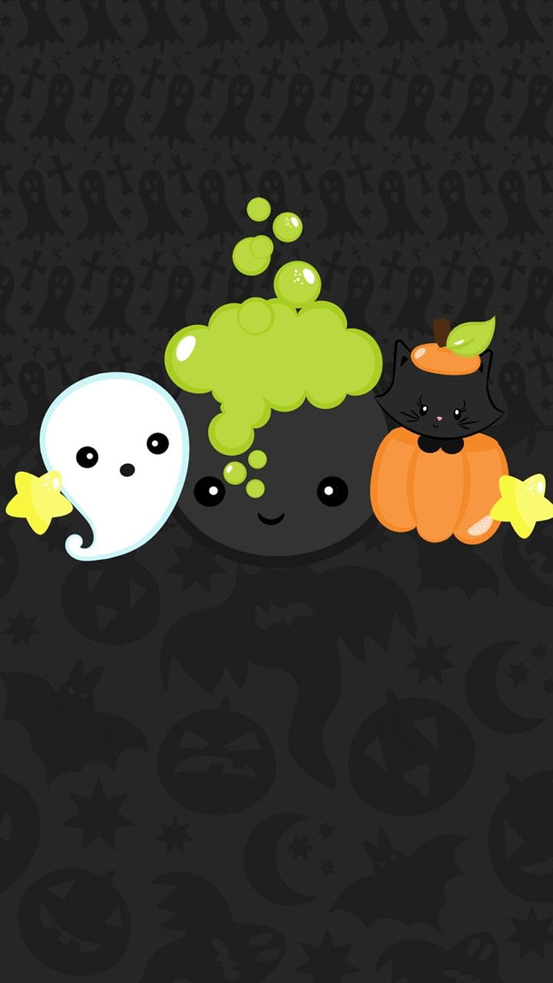 halloween, black, cauldron, ghost, pumpkin, witch, HD phone wallpaper
