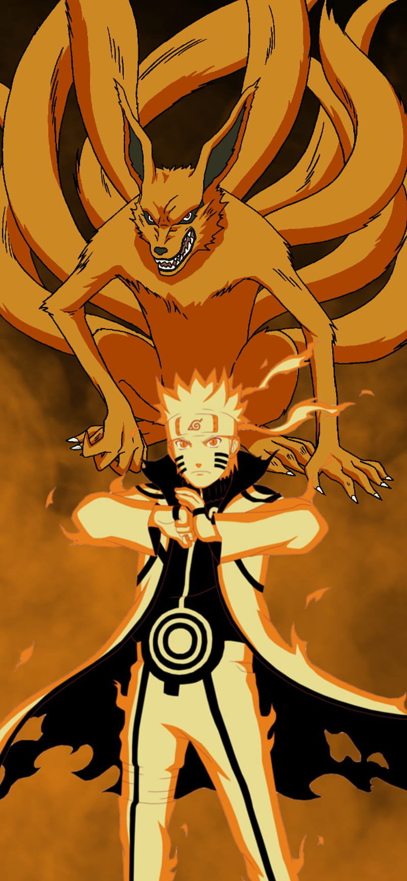 Naruto Kurama, kurama mode, sage of six path, Naruto Uzumaki, nine tails, HD phone wallpaper