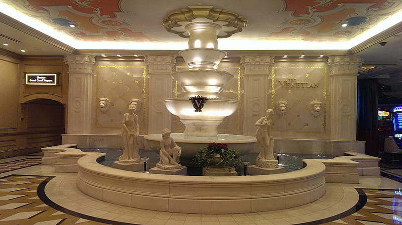 The Venetian Fountain, Water, Modern, Fountain, Venetian, Nevada, Lobby, Las Vegas, HD wallpaper