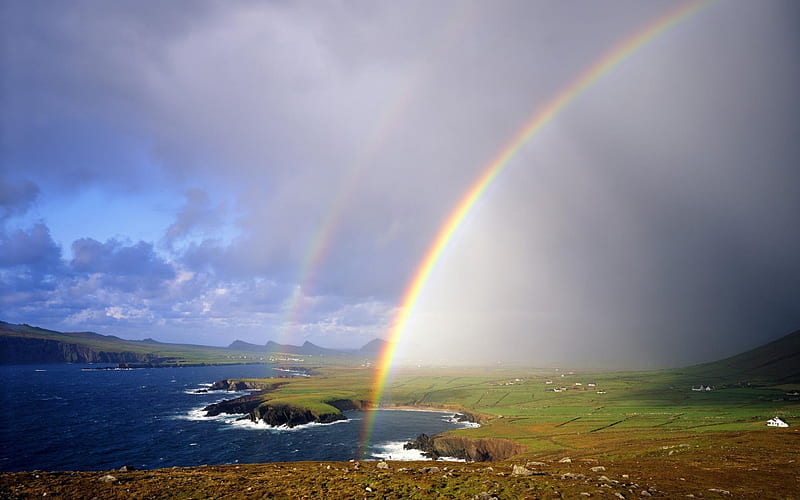 36 Ireland-Barre-Fei Lite rainbow on the Gulf, HD wallpaper