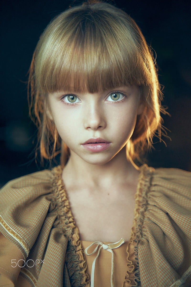 Alexander Vinogradov, women, blonde, bangs, portrait, looking at viewer, brown, green eyes, HD phone wallpaper