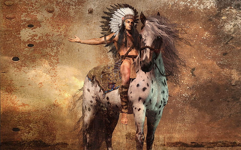 Great Spirit Chief, indian chief, Horse, Native american, indigenous, HD wallpaper