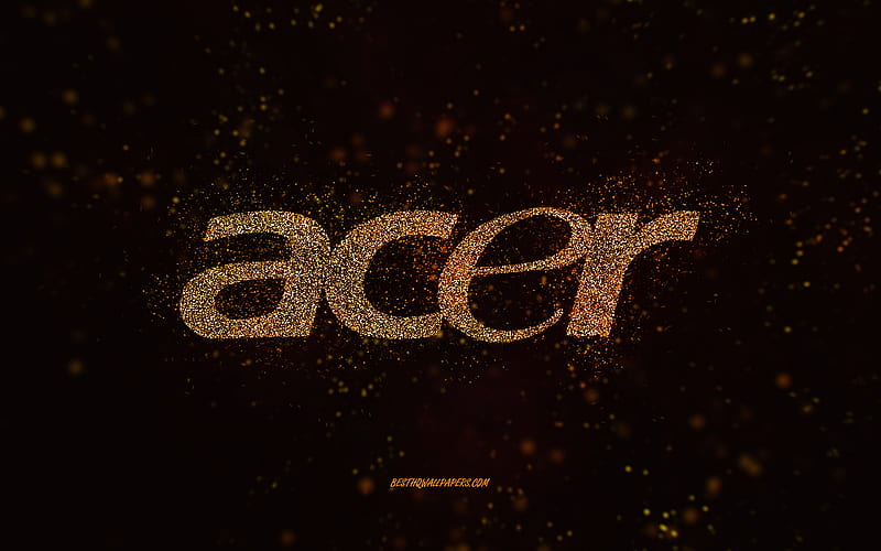 Acer glitter logo, , black background, Acer logo, gold glitter art, Acer, creative art, Acer gold glitter logo, HD wallpaper