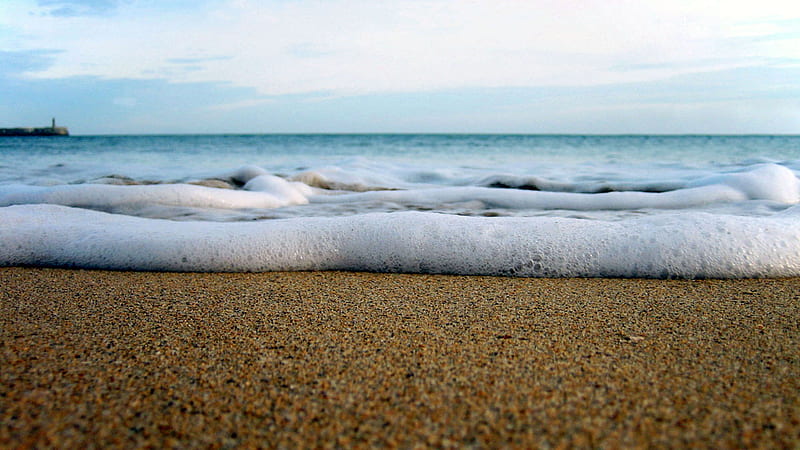 Foam Waves On Wet Beach Sand Sand, HD wallpaper