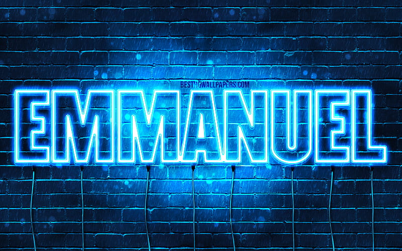 Emmanuel with names, horizontal text, Emmanuel name, blue neon lights, with Emmanuel name, HD wallpaper