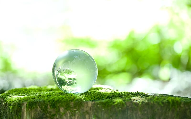 Glass, Moss, Spring, Marble, Sphere, HD wallpaper