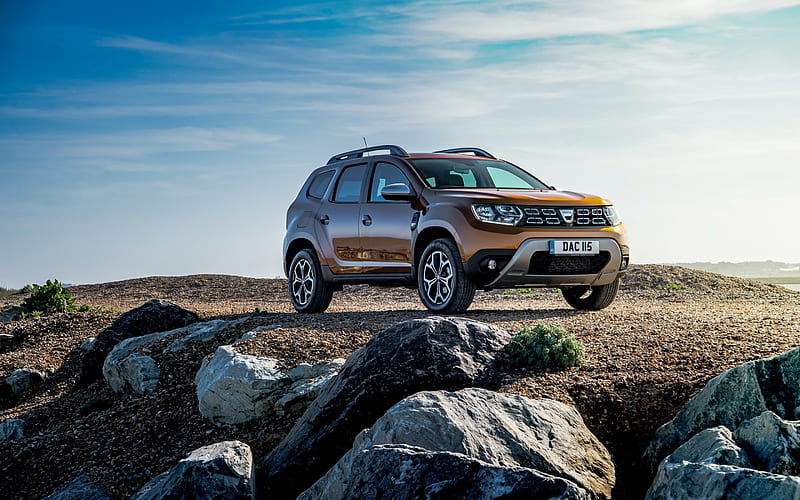 Dacia Duster, 2019, exterior, compact crossover, front view, new bronze Duster, Dacia, HD wallpaper