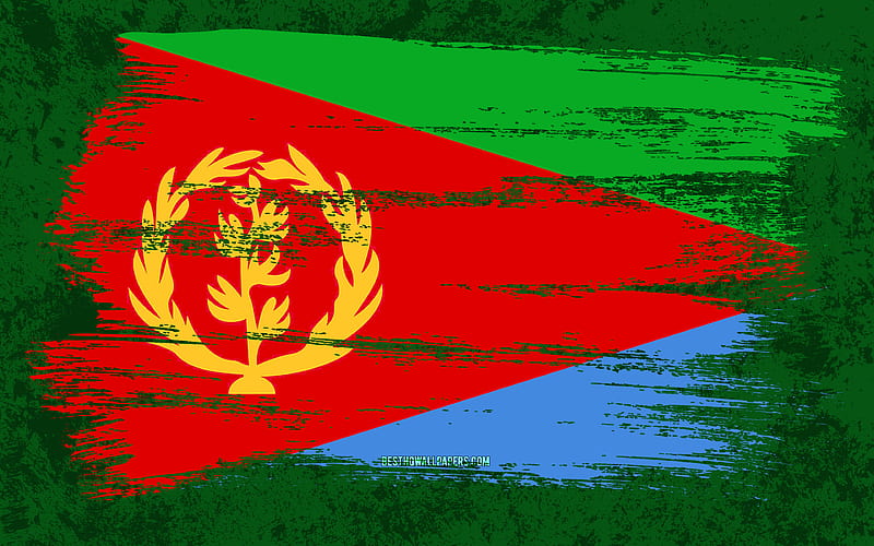 Flag of Eritrea, grunge flags, African countries, national symbols, brush stroke, Eritrean flag, grunge art, Eritrea flag, Africa, Eritrea, HD wallpaper