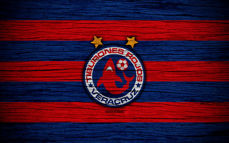 Veracruz FC Liga MX, football, Primera Division, soccer, Mexico, Tiburones Rojos de Veracruz, wooden texture, football club, FC Veracruz, HD wallpaper