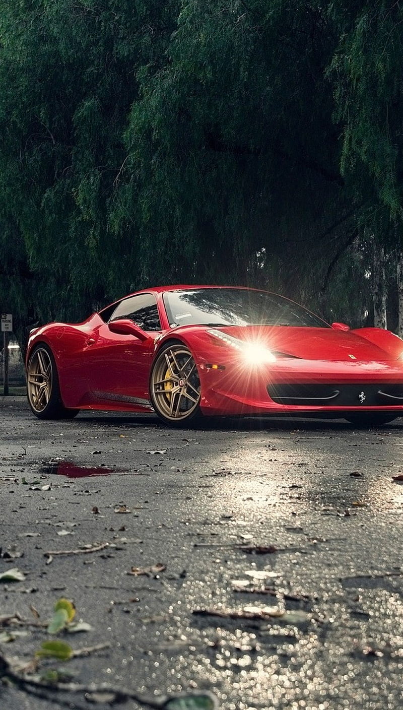 Ferrari 458, car, red, road, HD phone wallpaper