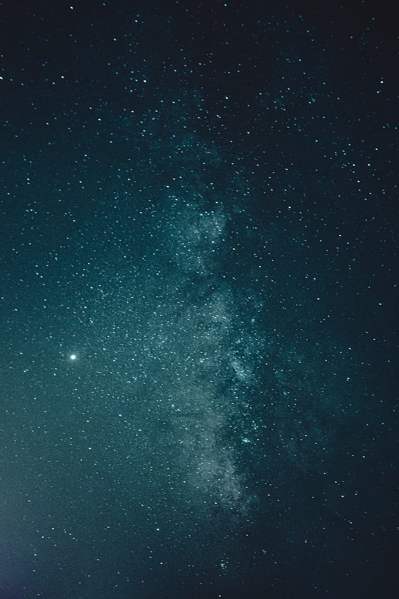 From below of milky way on deep blue tones of starry sky with glowing stars in dark night in nature, HD phone wallpaper