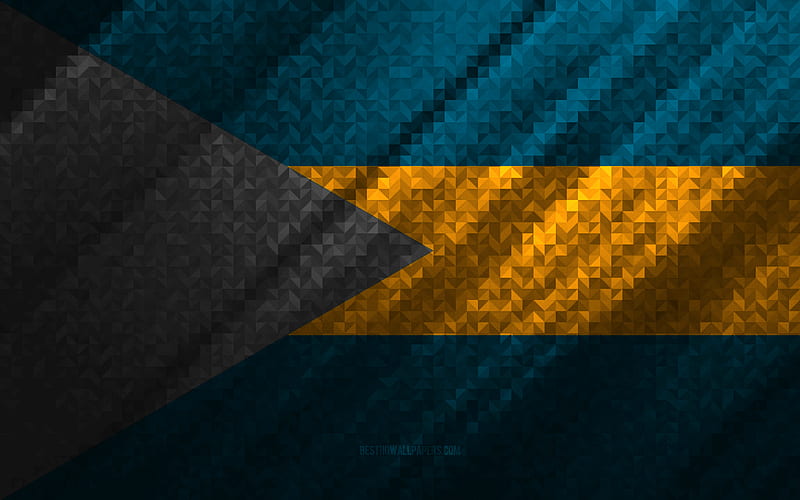 Flag of Bahamas, multicolored abstraction, Bahamas mosaic flag, Bahamas, mosaic art, Bahamas flag, HD wallpaper