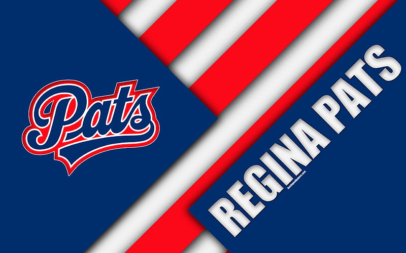 Regina Pats, WHL Canadian Hockey Club, material design, logo, blue red abstraction, Regina, Canada, Western Hockey League, HD wallpaper