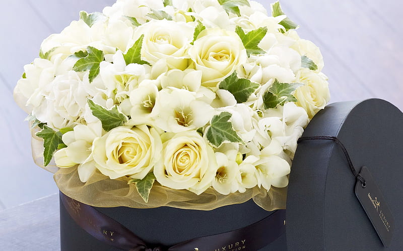 eustoma, wedding bouquet, white flowers, white eustoma, bridal bouquet, HD wallpaper