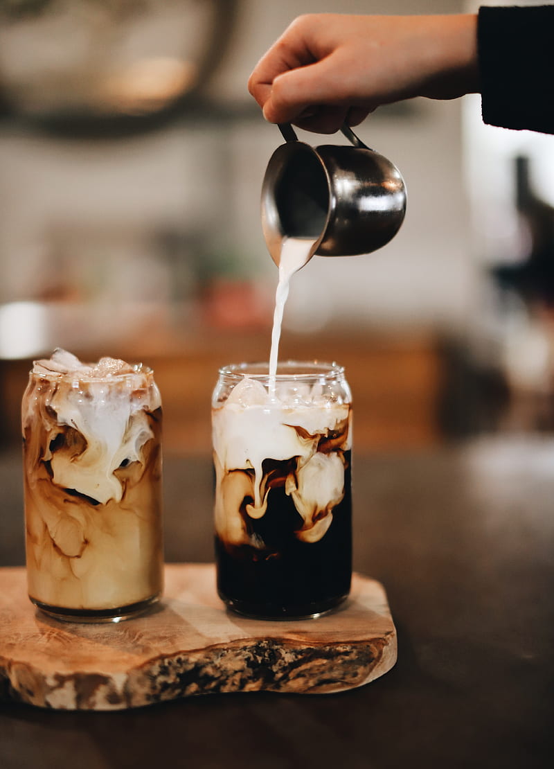 coffee, drink, glasses, hand, milk, HD phone wallpaper
