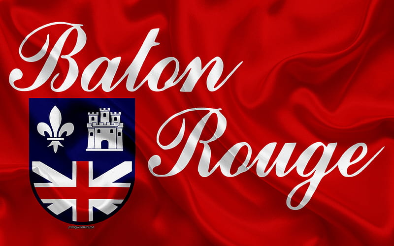 Flag of Baton Rouge silk texture, American city, red silk flag, Baton Rouge flag, Louisiana, USA, art, United States of America, Baton Rouge, HD wallpaper