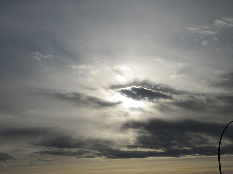 Sun behind the clouds, graphy, sun, Sky, gris, white, clouds, HD wallpaper