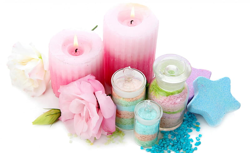 * Candles *, aromatic, flowers, roses, candles, HD wallpaper