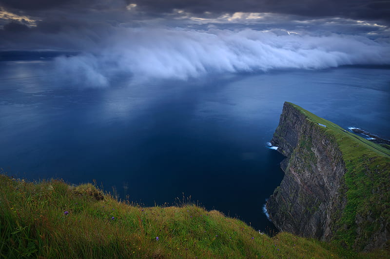 Earth, Ocean, Cliff, Cloud, Coast, Faroe Islands, Nature, HD wallpaper