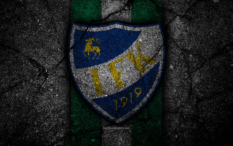 IFK Mariehamn FC, logo, Veikkausliiga, grunge, Finnish Premier Division, emblem, Finland, IFK Mariehamn, black stone, football, asphalt texture, FC IFK Mariehamn, HD wallpaper