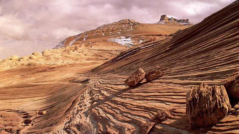 sandstone buttes in colorado plateau arizona, butte, desert, formation, sandstone, clouds, HD wallpaper