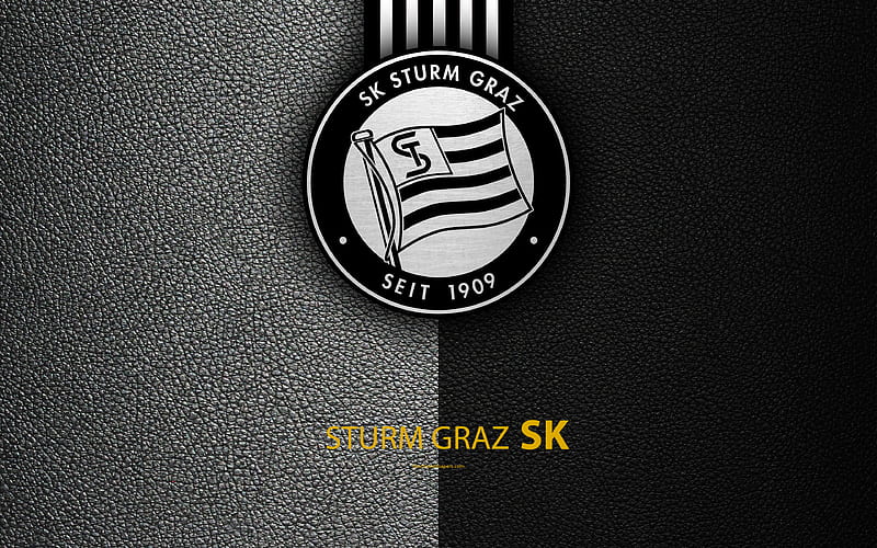 Sturm Graz FC leather texture, logo, Austrian football club, Austrian Bundesliga, Graz, Austria, football, HD wallpaper