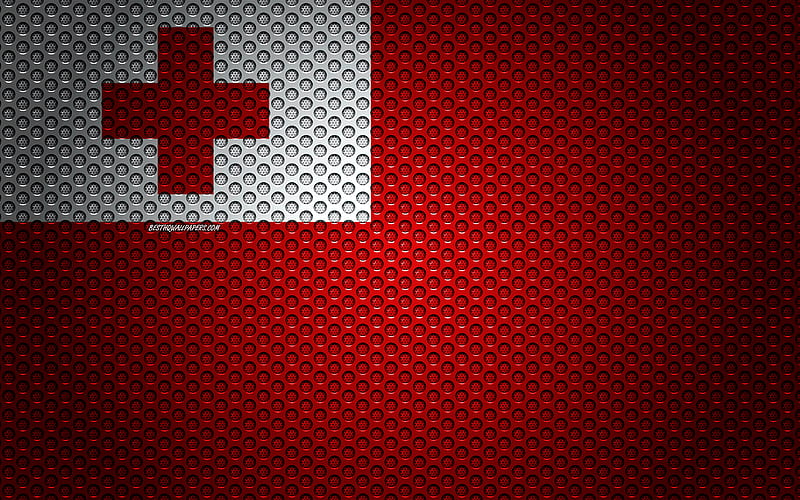 Flag of Tonga creative art, metal mesh texture, Tonga flag, national symbol, Tonga, Oceania, flags of Oceania countries, HD wallpaper