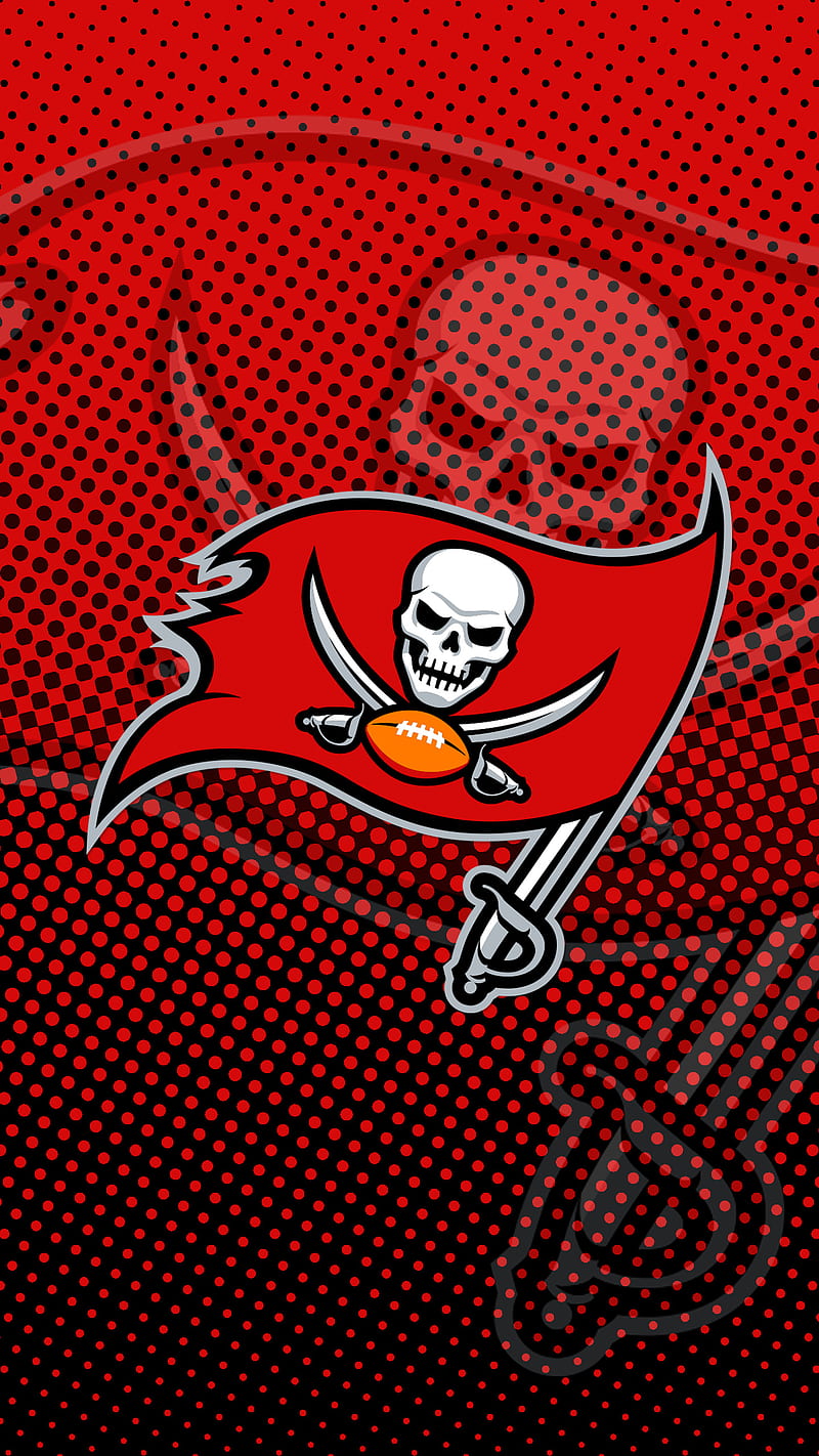 Tampa Bay Buccaneers, crossbones, football, mascot, nfl, pirate, red, skull, tampa bay, team, HD phone wallpaper