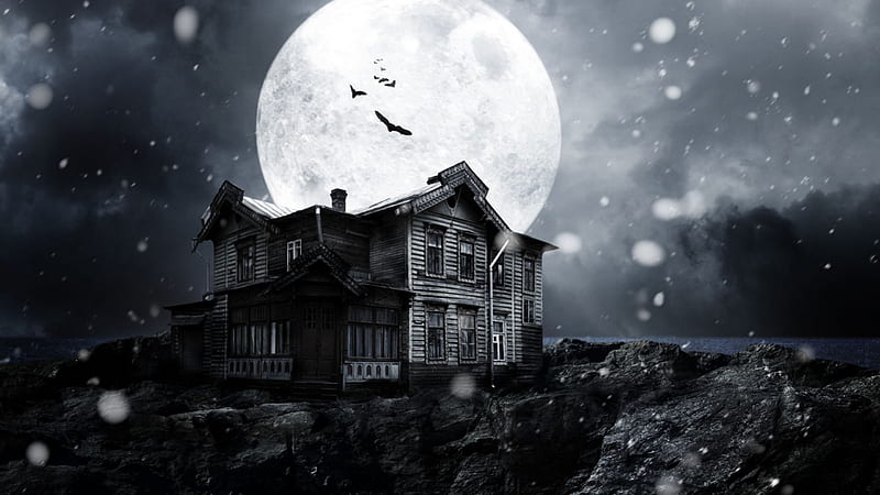 haunted house, fantasy, graphy, animation, people, entertainment, bonito, other, HD wallpaper