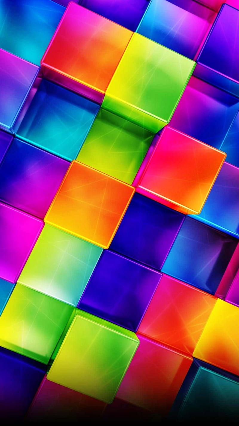 3d colour, colors, cubes, HD phone wallpaper | Peakpx