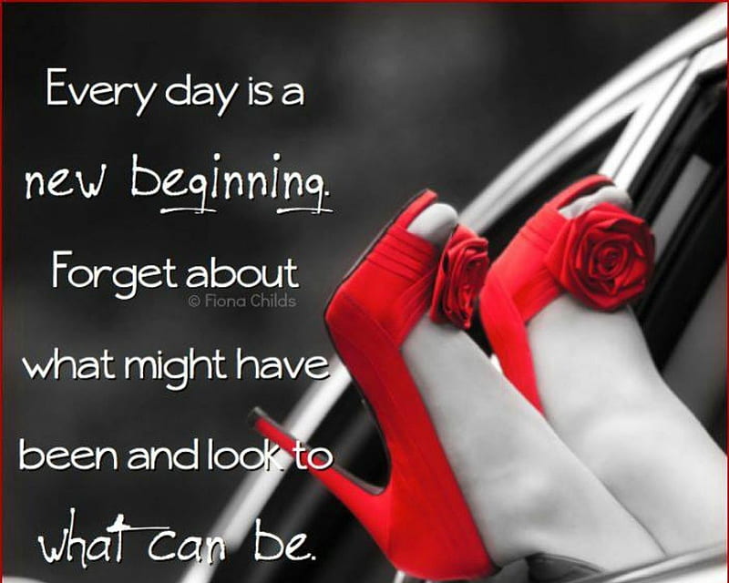 A New Beginning, red, life, quotes, car, heels, new beginning, HD wallpaper