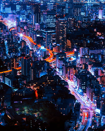 Night City Skyscrapers Night Bridge Wallpaper- [720x1280]