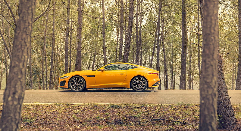 2021 Jaguar F-TYPE R Coupe AWD (Color: Sorrento Yellow) - Side , car, HD wallpaper