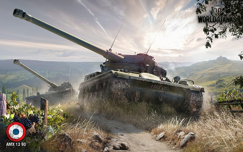 amx 13 90 : world of tanks, path, tank, rock, wolrd, HD wallpaper
