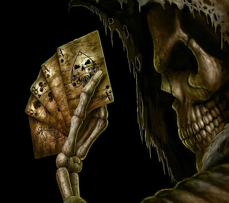 3d Skull Cards, aces, bones, cool, new, numbers, playingcard, skeleton, HD wallpaper
