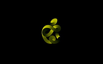 Apple yellow logo, minimalism, black background, Apple abstract logo, Apple  3D logo, HD wallpaper | Peakpx