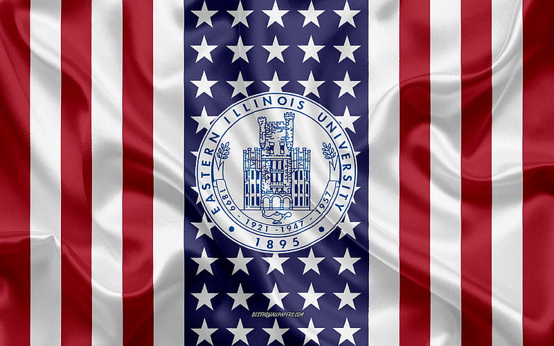 Eastern Illinois University Emblem, American Flag, Eastern Illinois University logo, Charleston, Illinois, USA, Emblem of Eastern Illinois University, HD wallpaper